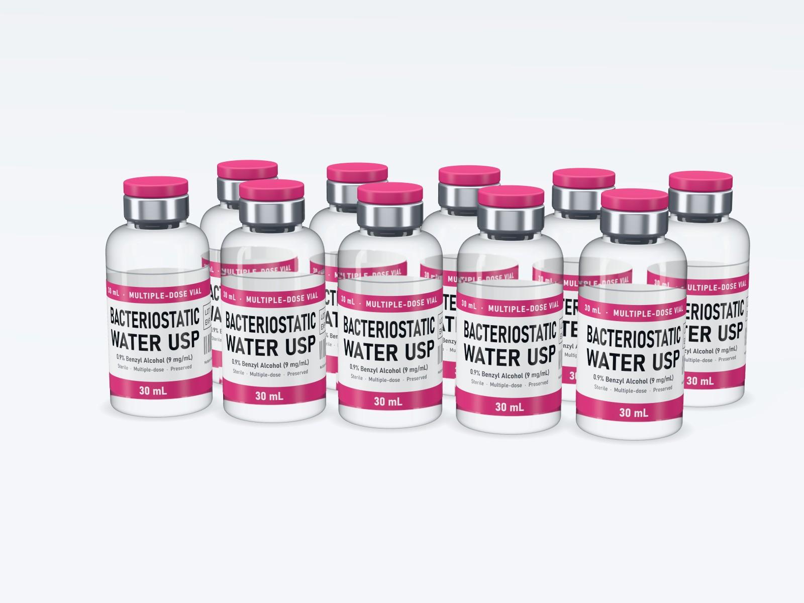 Ten 30 mL vials in two rows